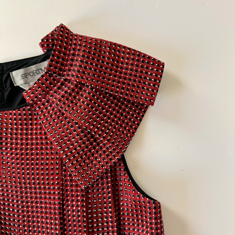 MaxMara SportMax Sleeveless A-Line Pleat Dress Red Black Size: US6, IT42 - Picture 4 of 5